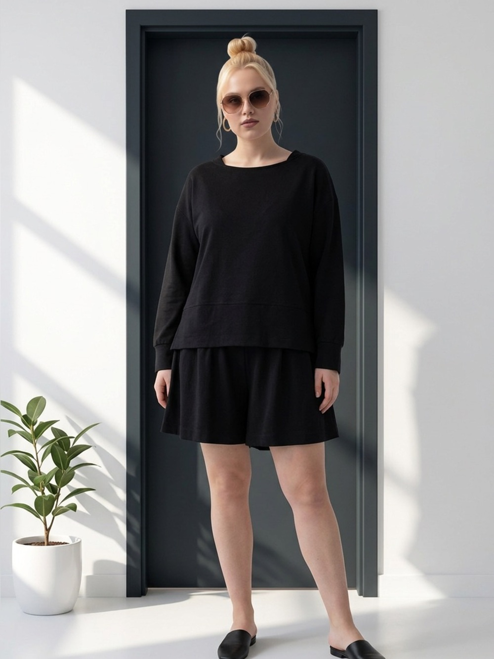 NWT Cicy Bell Black Long Sleeve Button-Back Flared Romper Women’s XXL